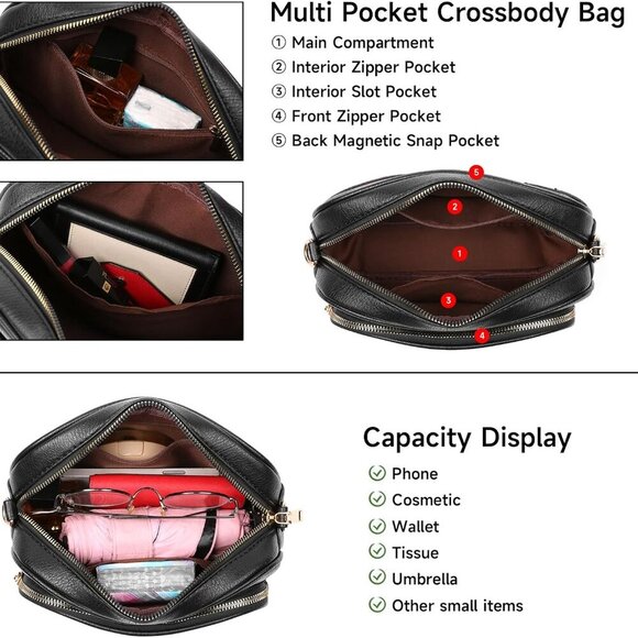 Quilted Crossbody Bags for Women Trendy Vegan Leather Crossbody Purses Handbag S - Picture 2 of 7